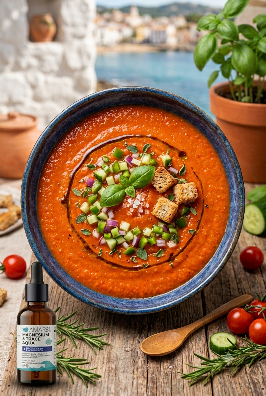 Gazpacho Bioactivo con Aliño Mineral y Fermentos Naturales