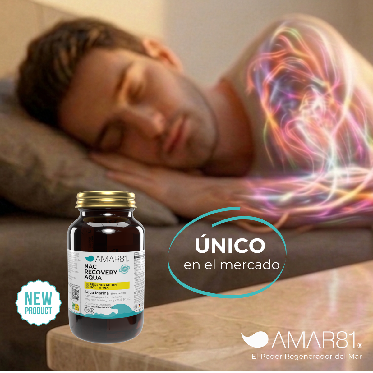 Hombre durmiendo NAC RECOVERY AQUA